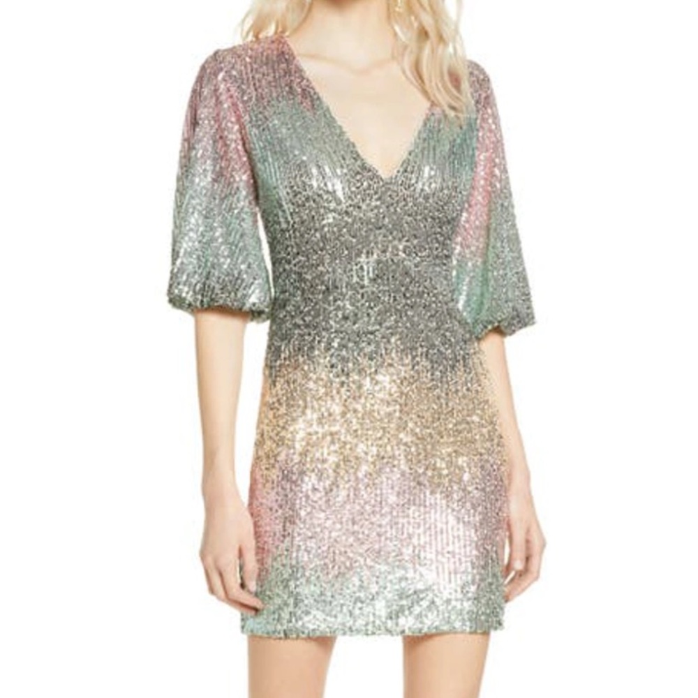 ONE33 SOCIAL
Ombre Sequin Minidress In Mint Multi